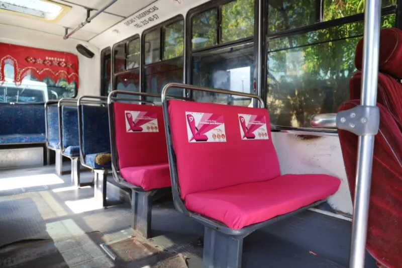 Implementan proyecto “Asiento Rosa” en transporte público de Tamaulipas