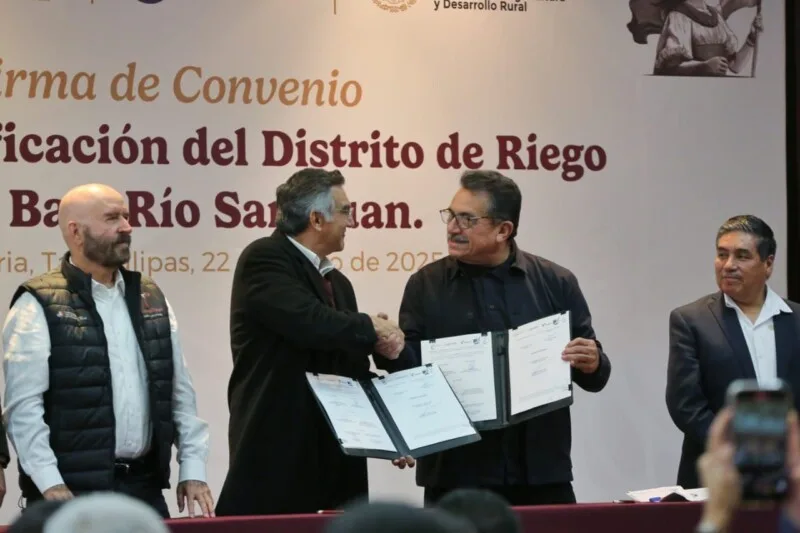 Firman trascendental acuerdo en Tamaulipas; tecnificarán Distrito de Riego 026 con inversión de 4,100 MDP