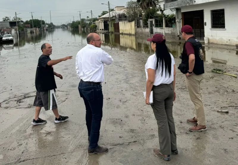 Recorre secretaria de Bienestar federal zonas afectadas por las lluvias en Reynosa