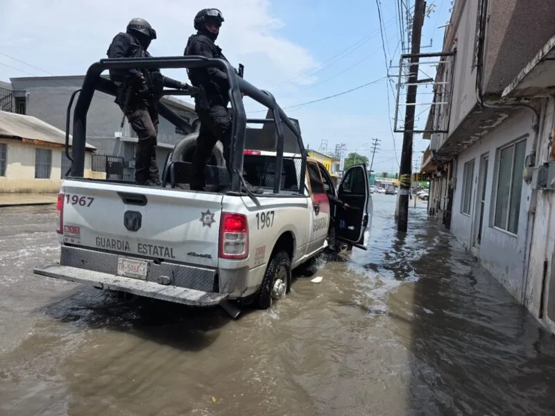 Activa Guardia Estatal Plan Tamaulipas en Matamoros tras fuertes lluvias