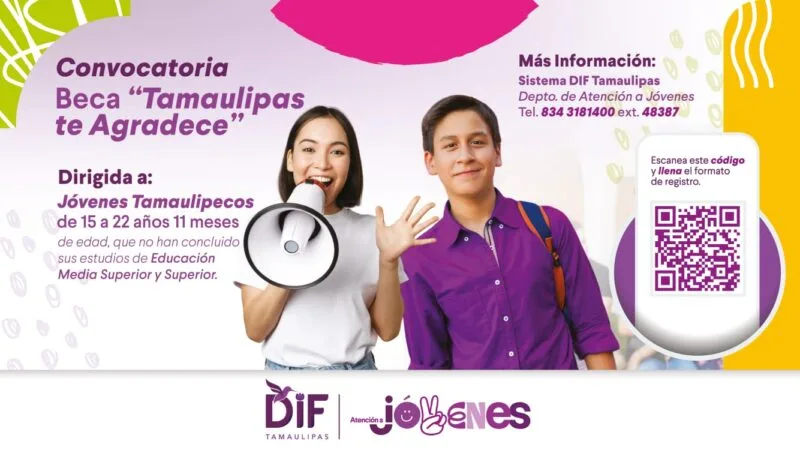 Convoca DIF Tamaulipas a participar en la beca “Tamaulipas te agradece”