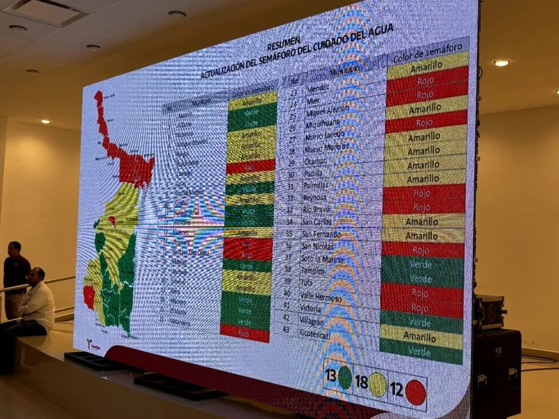 Actualizan Semáforo del Cuidado del Agua en Tamaulipas para agosto: frontera en rojo por bajos niveles de presas internacionales