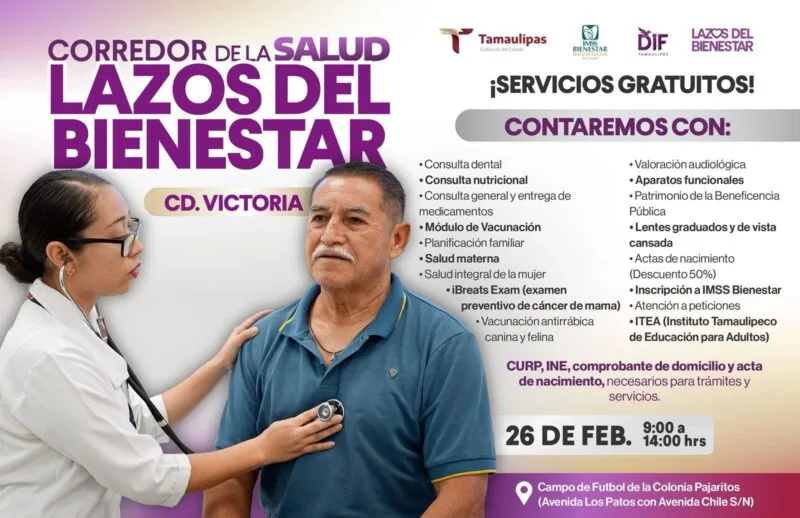 Gobierno y DIF Tamaulipas invitan al Segundo Corredor de la Salud “Lazos del Bienestar” en Victoria