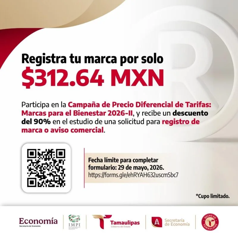 Invita Secretaría de Economía a registrar marcas con 90% de descuento