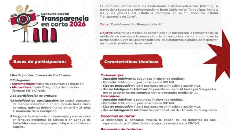 Invita SABG a participar en Transparencia en Corto 2026