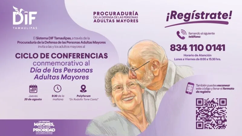 DIF Tamaulipas conmemora el Día Nacional de las Personas Adultas Mayores con ciclo de conferencias