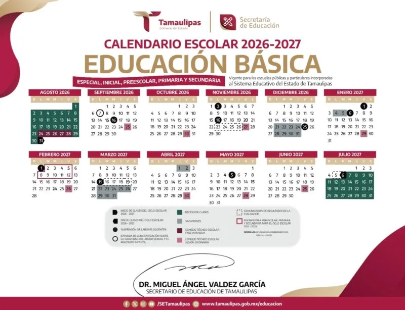 Cumplirá Tamaulipas con el calendario escolar de 185 días
