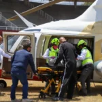 Trasladan a niño lesionado en ambulancia aérea